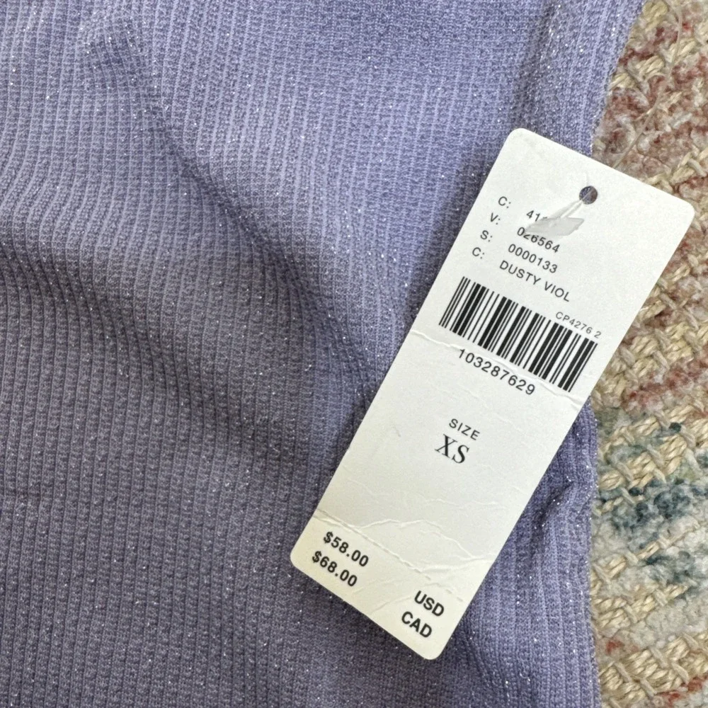 Anthropologie Pilcro Shimmer Cowl Neck Halter Top‎ Dusty Violet XS NWT